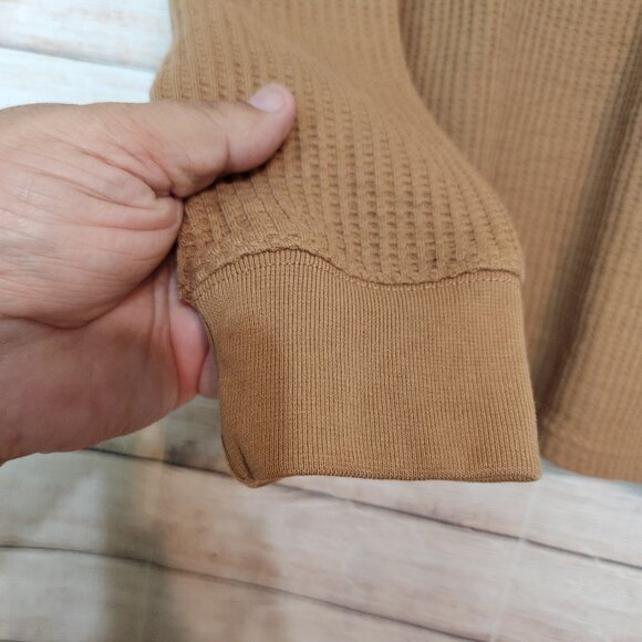 RVCA Day Shift Thermal Shirt Men’s Large Brown Waffle Knit Long Sleeve Size M - Picture 4 of 15